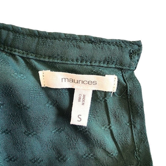 3/$25 Maurices Keyhole Neck Tunic Emerald Blouse - Small - Picture 6 of 8